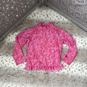 Coolibar long sleeve rashguard girls 2T tropical pink floral beach UV protection